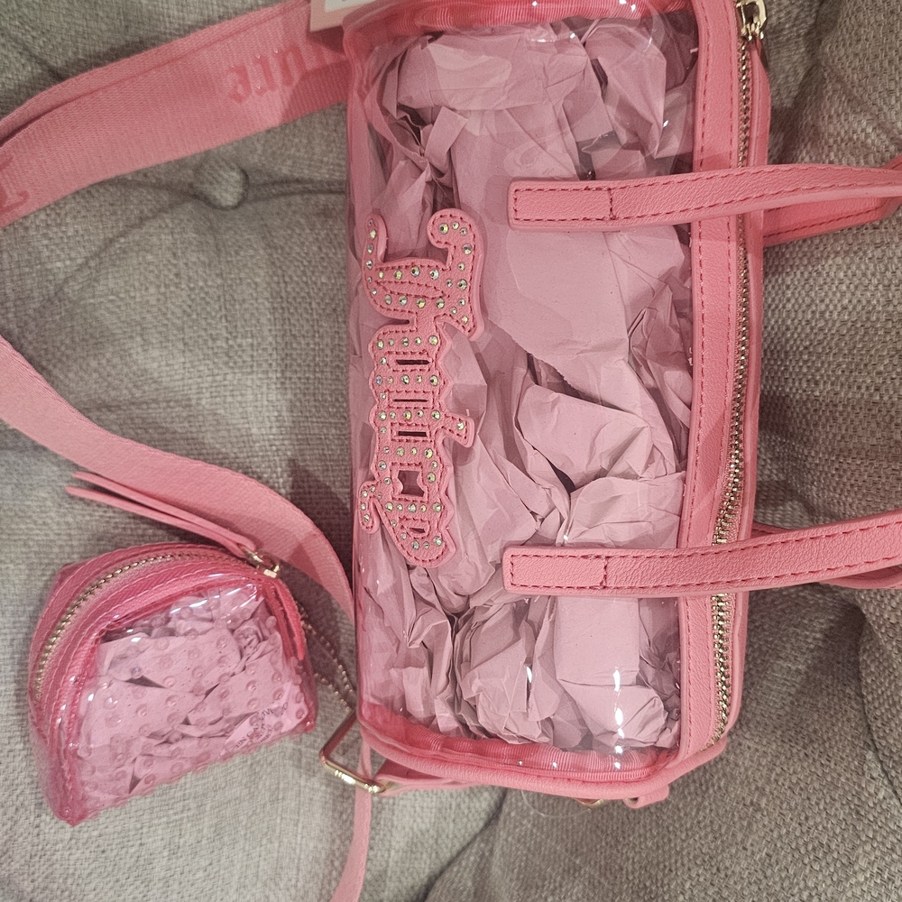 Juicy Couture Pink Crossbody Bag with Transparent Design